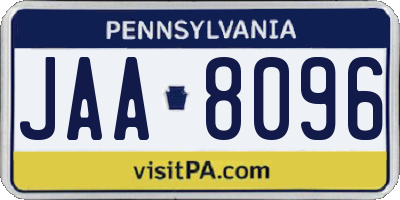 PA license plate JAA8096