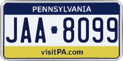 PA license plate JAA8099