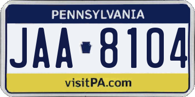 PA license plate JAA8104