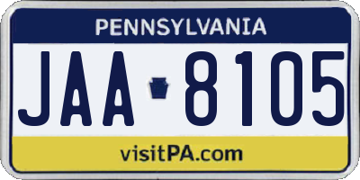 PA license plate JAA8105