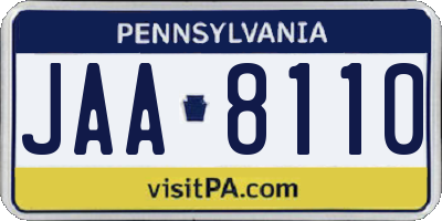 PA license plate JAA8110