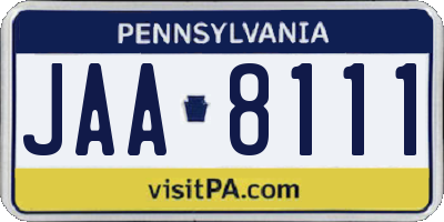 PA license plate JAA8111