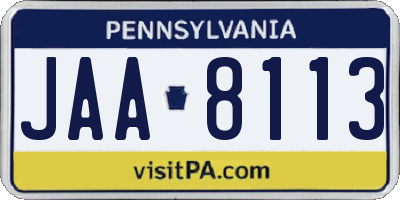 PA license plate JAA8113