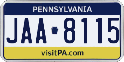 PA license plate JAA8115