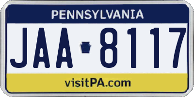 PA license plate JAA8117