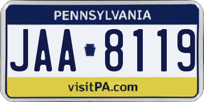 PA license plate JAA8119