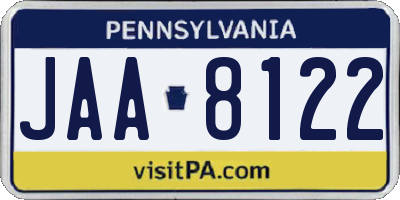 PA license plate JAA8122