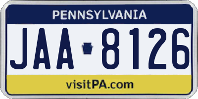 PA license plate JAA8126