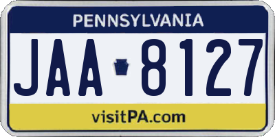 PA license plate JAA8127