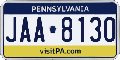 PA license plate JAA8130