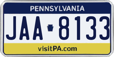 PA license plate JAA8133