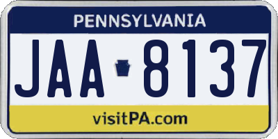 PA license plate JAA8137