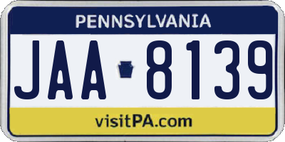 PA license plate JAA8139