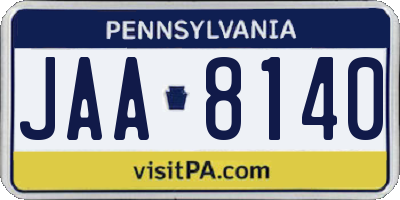 PA license plate JAA8140