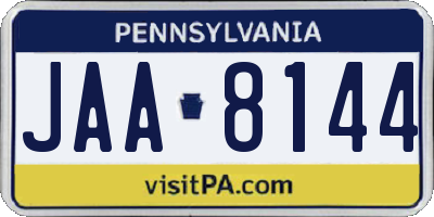 PA license plate JAA8144