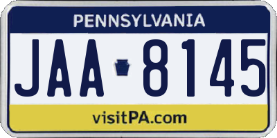 PA license plate JAA8145