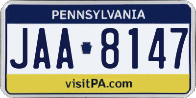 PA license plate JAA8147