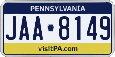 PA license plate JAA8149