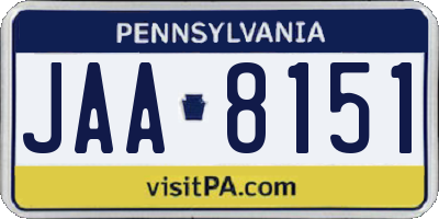 PA license plate JAA8151