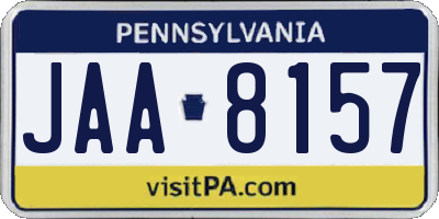 PA license plate JAA8157