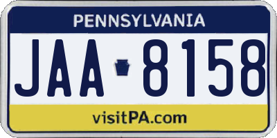 PA license plate JAA8158