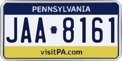 PA license plate JAA8161