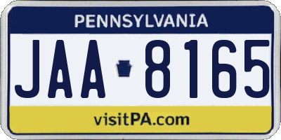 PA license plate JAA8165