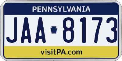 PA license plate JAA8173