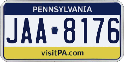 PA license plate JAA8176