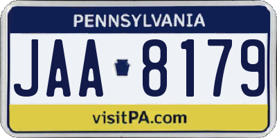 PA license plate JAA8179