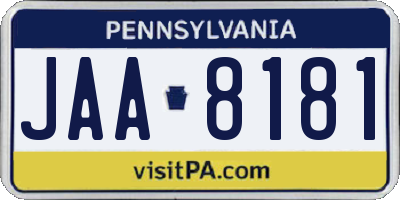 PA license plate JAA8181