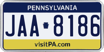 PA license plate JAA8186