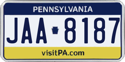 PA license plate JAA8187