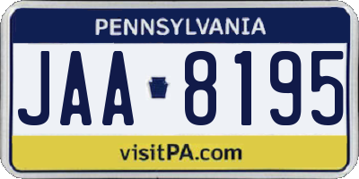 PA license plate JAA8195