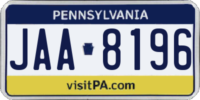 PA license plate JAA8196