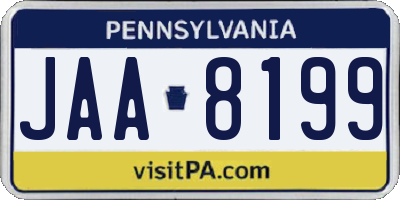 PA license plate JAA8199