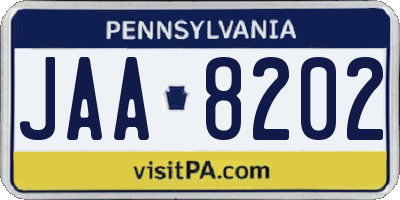 PA license plate JAA8202