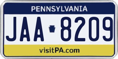 PA license plate JAA8209