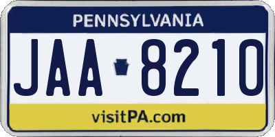 PA license plate JAA8210