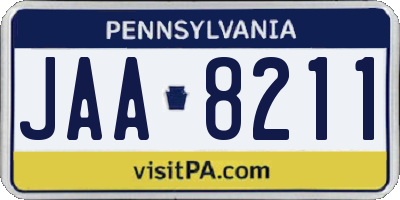 PA license plate JAA8211