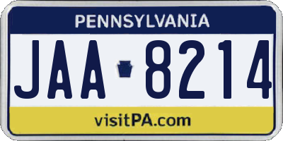 PA license plate JAA8214