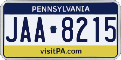 PA license plate JAA8215