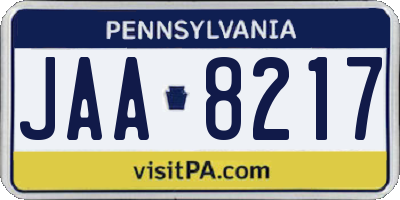 PA license plate JAA8217