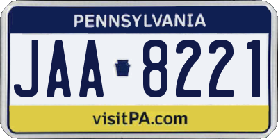 PA license plate JAA8221