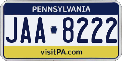 PA license plate JAA8222