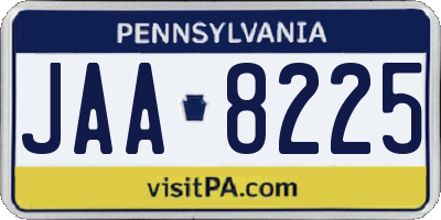 PA license plate JAA8225