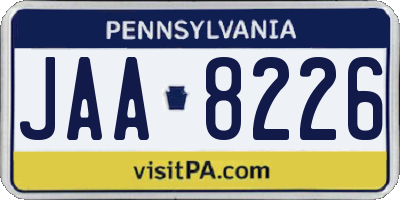 PA license plate JAA8226