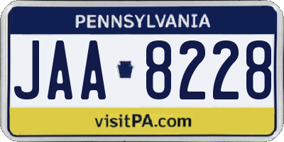 PA license plate JAA8228