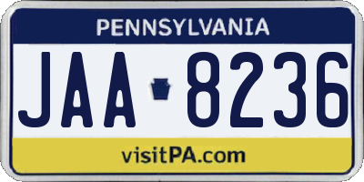 PA license plate JAA8236