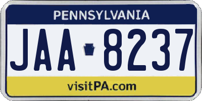 PA license plate JAA8237